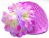 Baby Pink Beanie Hat with Large Flower